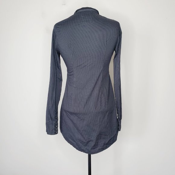 DEPT Pinstriped Bow Tie Classy Retro Tunic Shirt - Picture 5 of 10